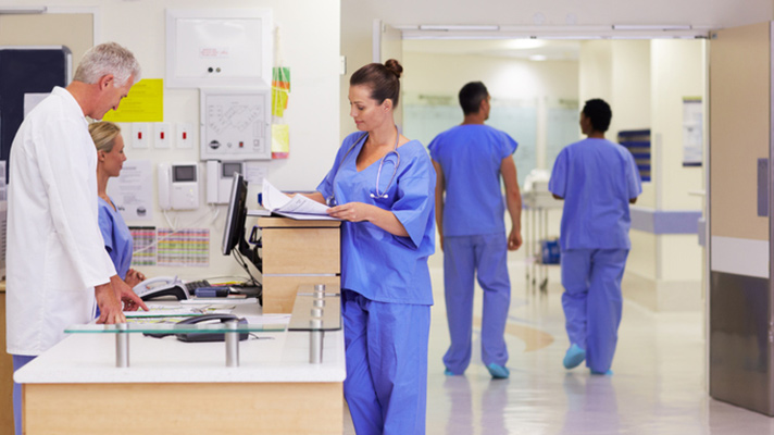 Busy hospital staff.