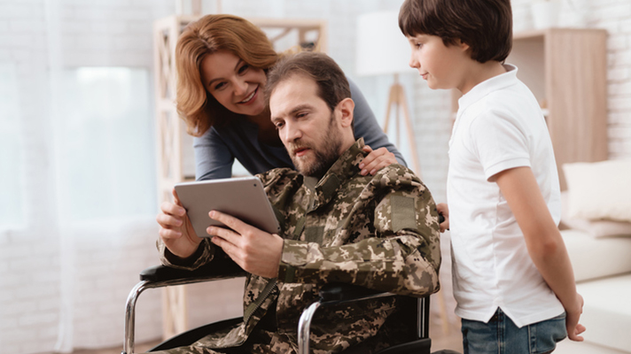 Disabled veteran in wheelchair.