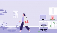 Illustration of healthcare worker walking away from desk station and money bag