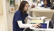 Healthcare worker at desk