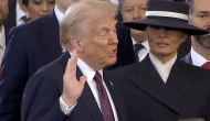 President Donald Trump being sworn in as president.