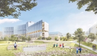 This rendering shows the 33-acre site for the new Dallas pediatric campus that will be named Pogue Park in recognition of a $100M gift from the Pogue family.