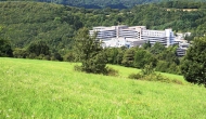 Rural hospital set in fields and forest