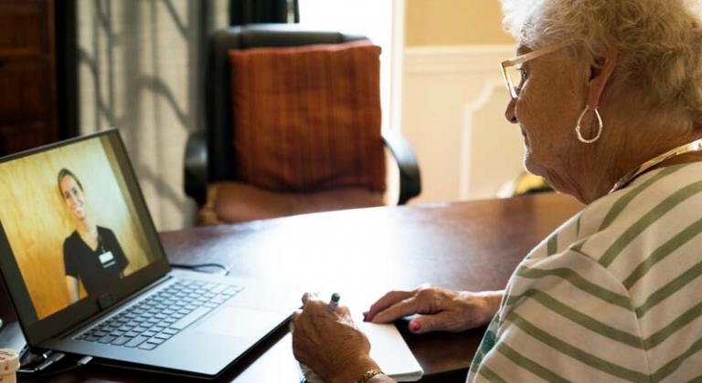 Woman on a telehealth visit