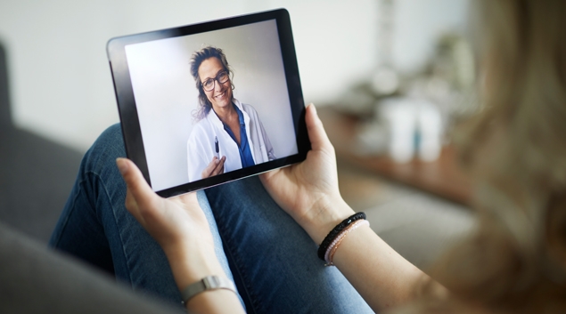 Telemedicine appointment on a tablet